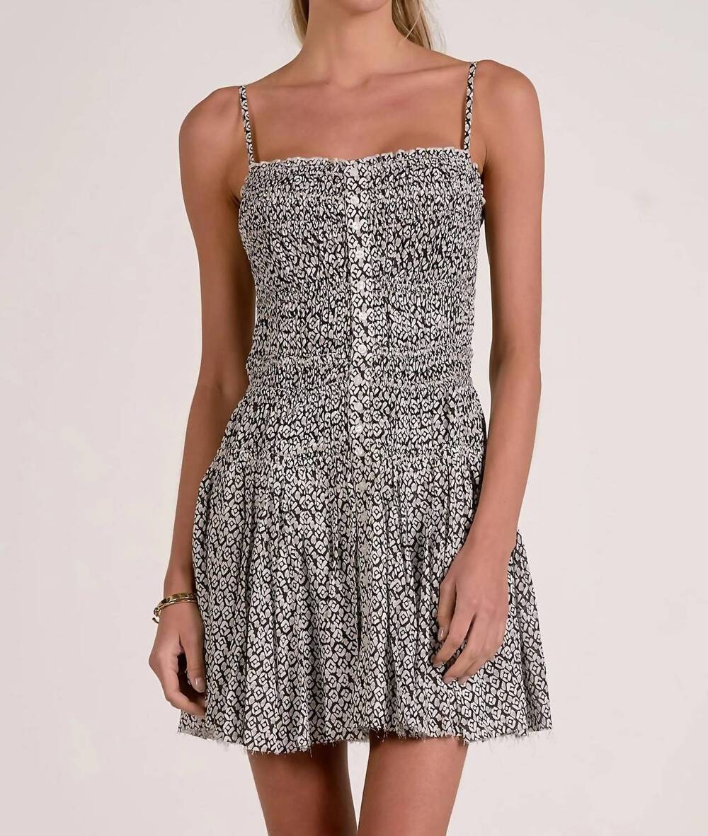 NEW ELAN zola smocked mini dress in black
